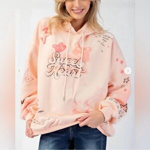 Easel Sweet Heart Hoodie - Coral Pink - NWT - Size L